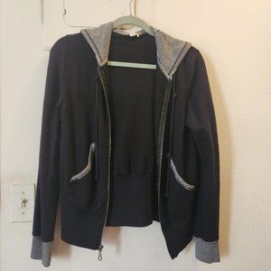 Women's Hoodie with Strips Accent, Eco-Friendly Stretchable Fabric, LARGE